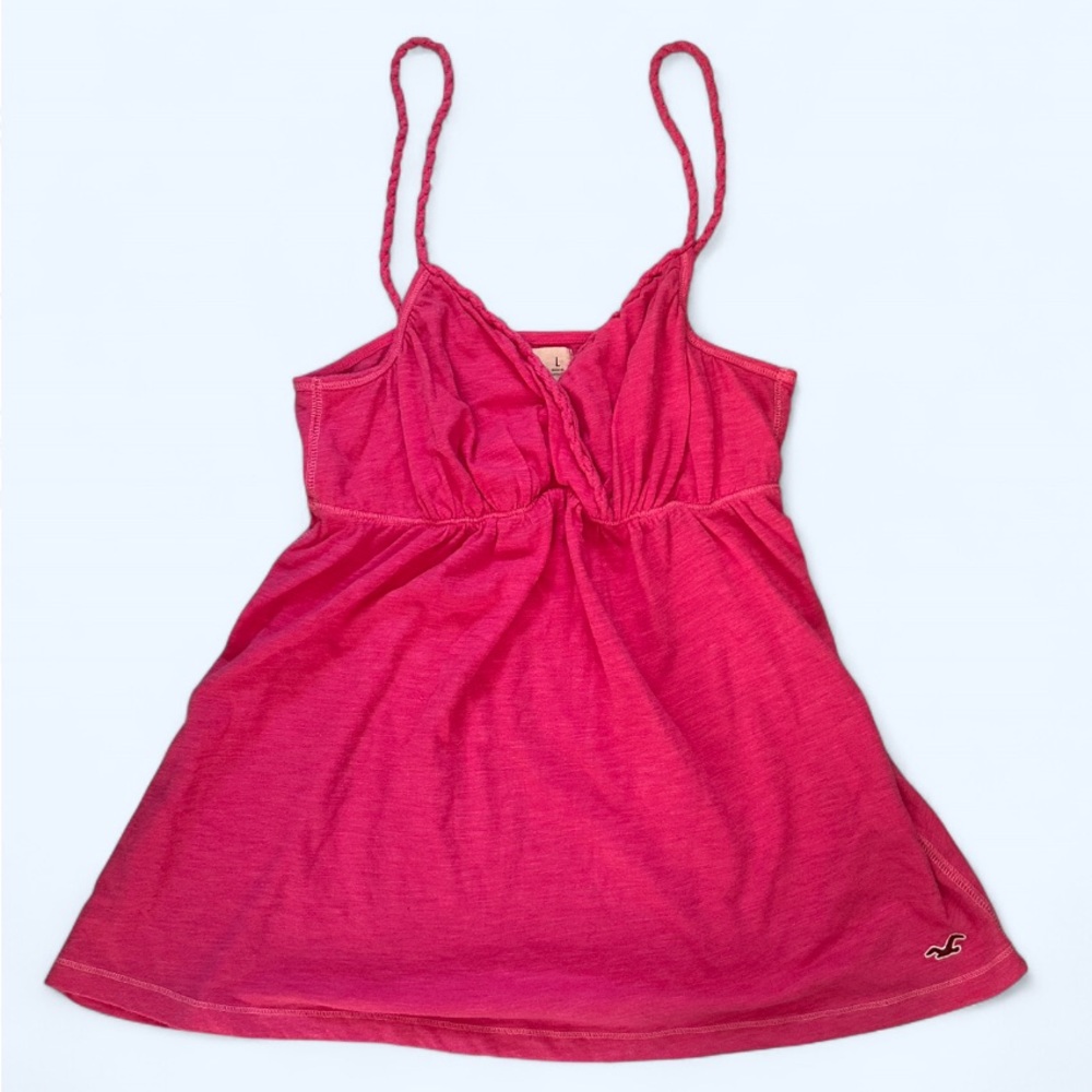 Hollister Pink babydoll cami tank top with Knit straps
